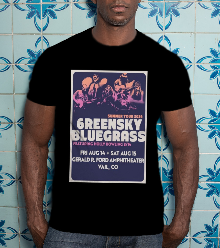 Greensky Bluegrass Summer Tour 2026 Vail CO Featuring Holly Bowling Aug 14 15 Gerald R Ford Amphitheater T-Shirt