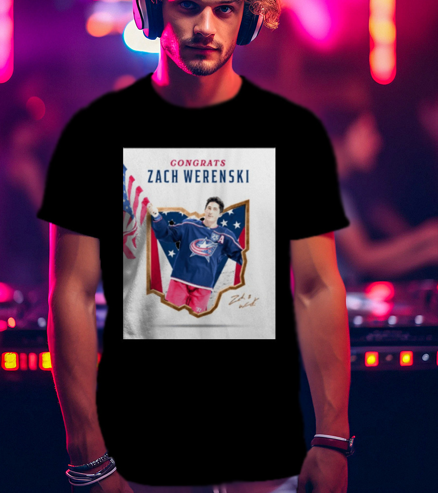 Congrats Zach Werenski USA Columbus Blue Jackets Hockey Celebration T-Shirt