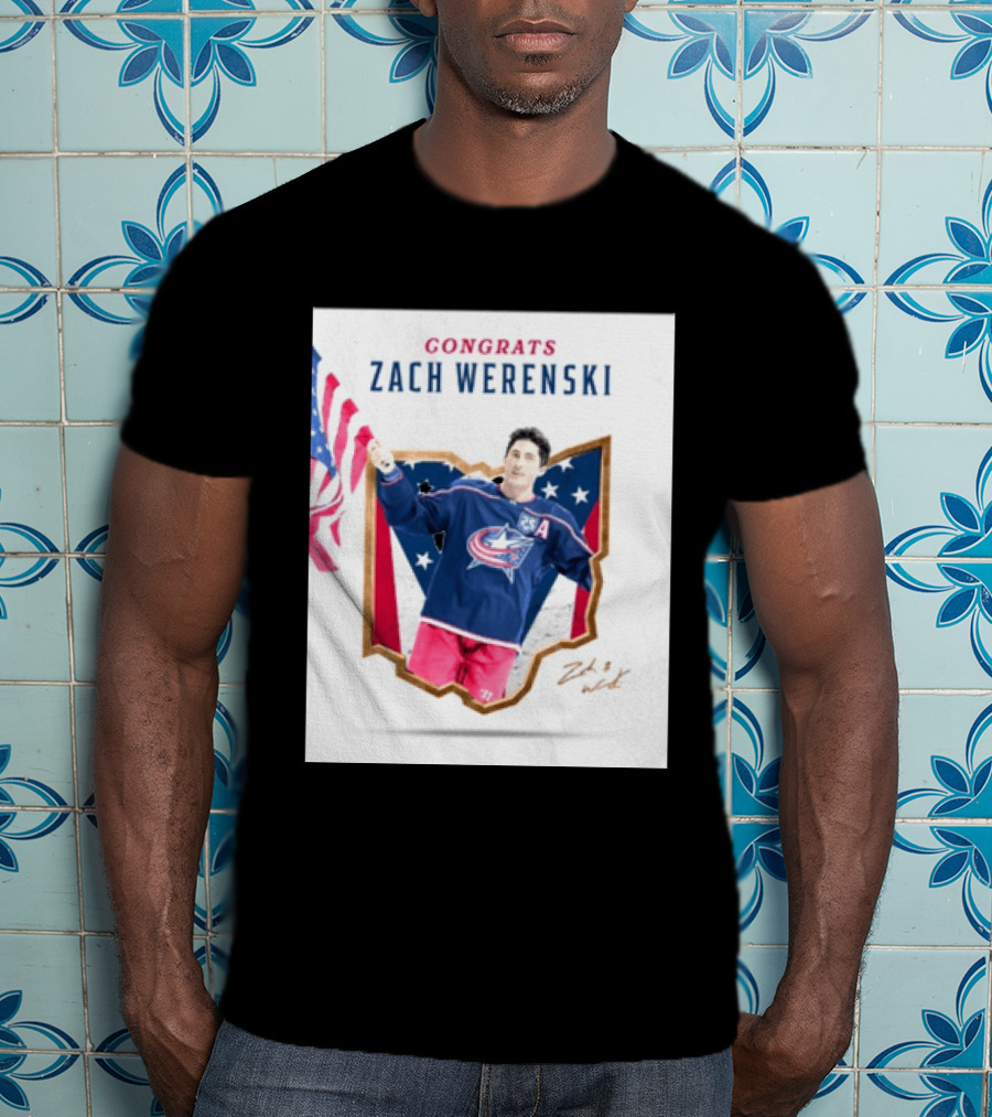 Congrats Zach Werenski USA Columbus Blue Jackets Hockey Celebration T-Shirt