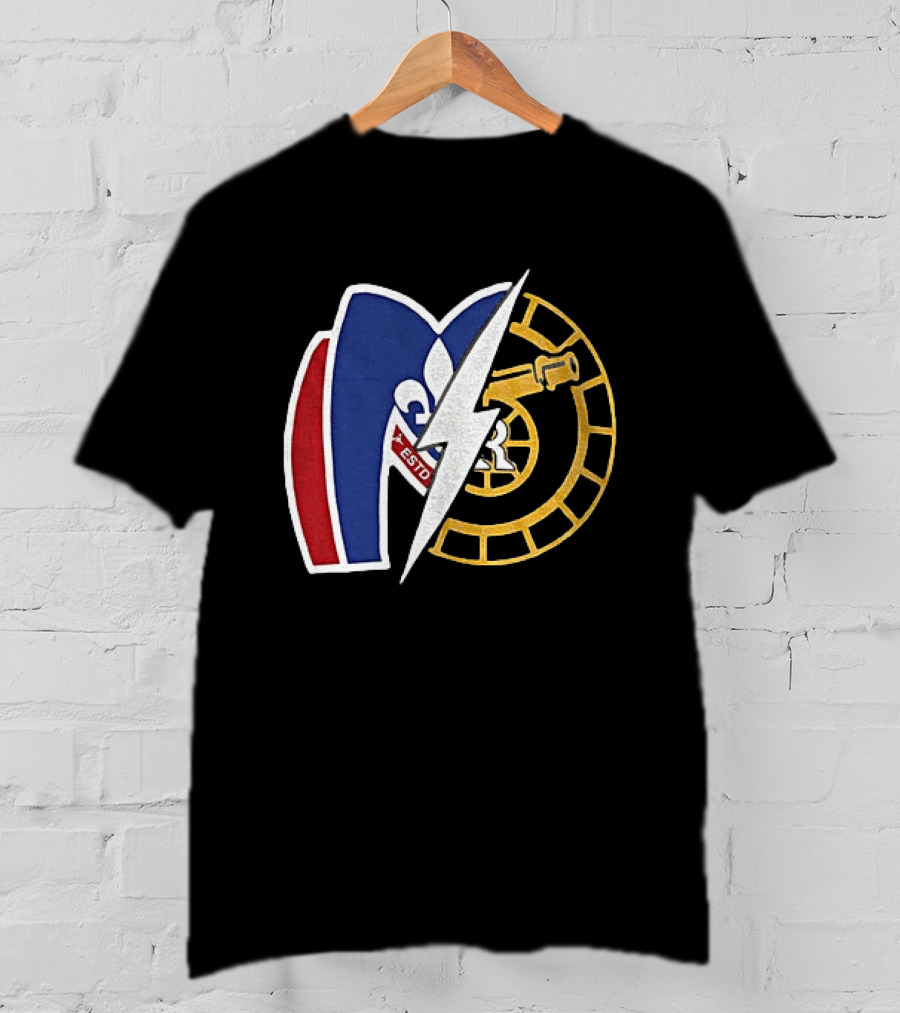 Boston Raiders Montreal Metros Hockey Rivalry Shane Ilya ESTD Fleur De Lis Puck T-Shirt