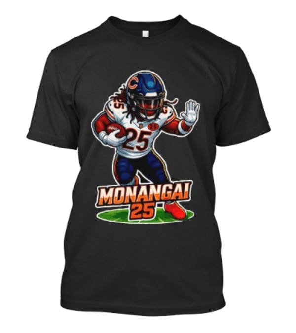 Chicago Bears Kyle Monangai Cartoon Caricature Football Player 25 T-Shirt