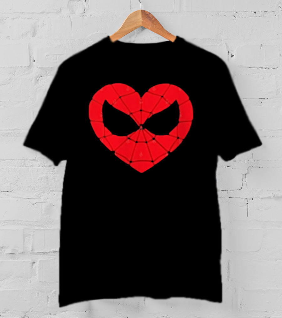 Spider Man Heart Web Mask Marvel Superhero T-Shirt