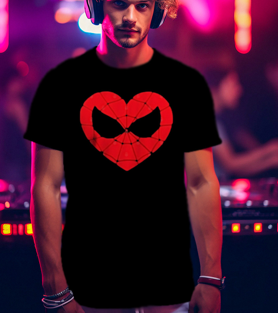 Spider Man Heart Web Mask Marvel Superhero T-Shirt