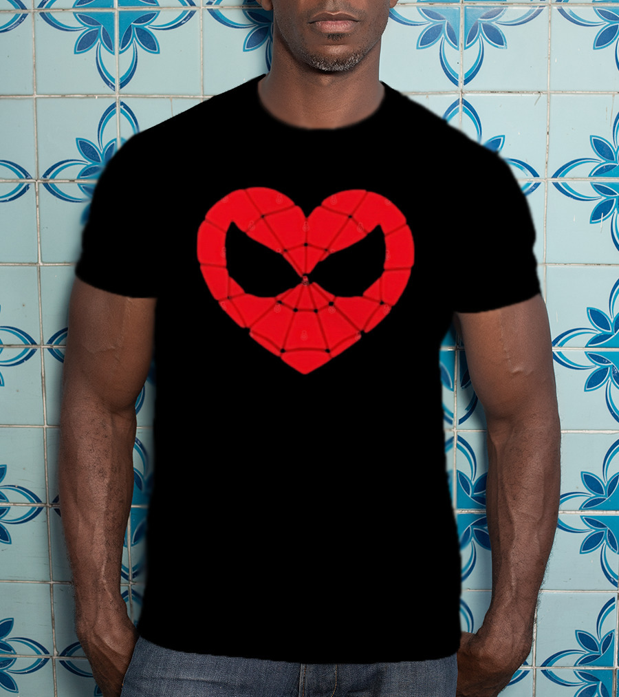 Spider Man Heart Web Mask Marvel Superhero T-Shirt