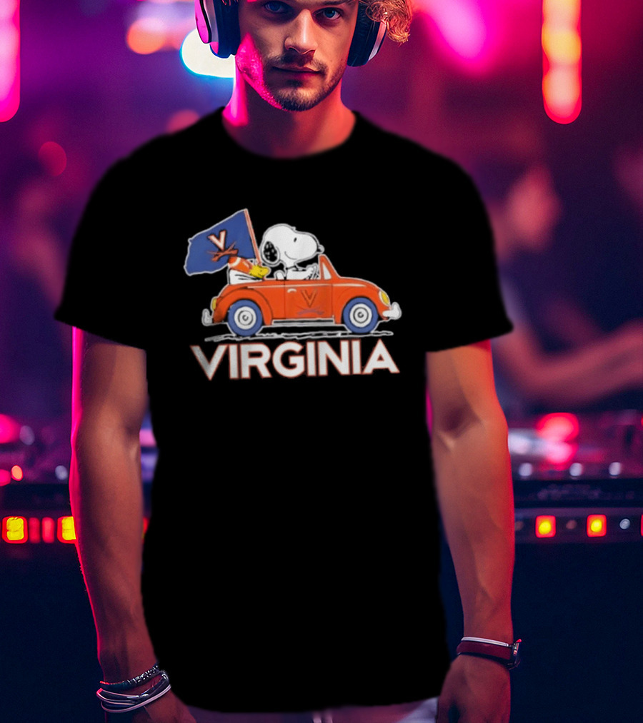 Snoopy Driving Car Virginia Cavaliers Football Fan Spirit T-Shirt