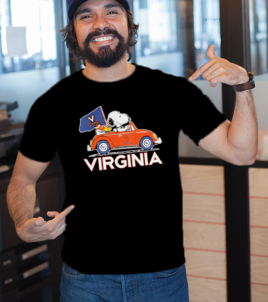 Snoopy Driving Car Virginia Cavaliers Football Fan Spirit T-Shirt