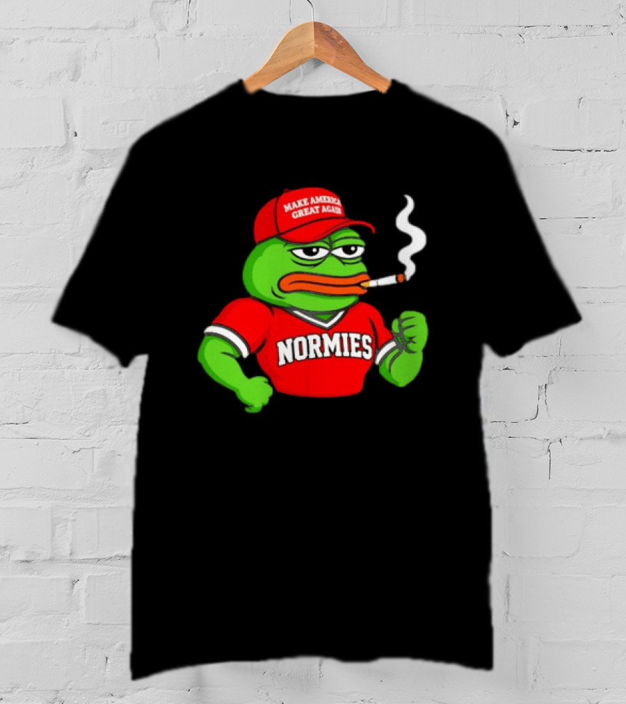 Pepe The Frog Smoking Wearing Normies Make America Great Again Red Hat T-Shirt