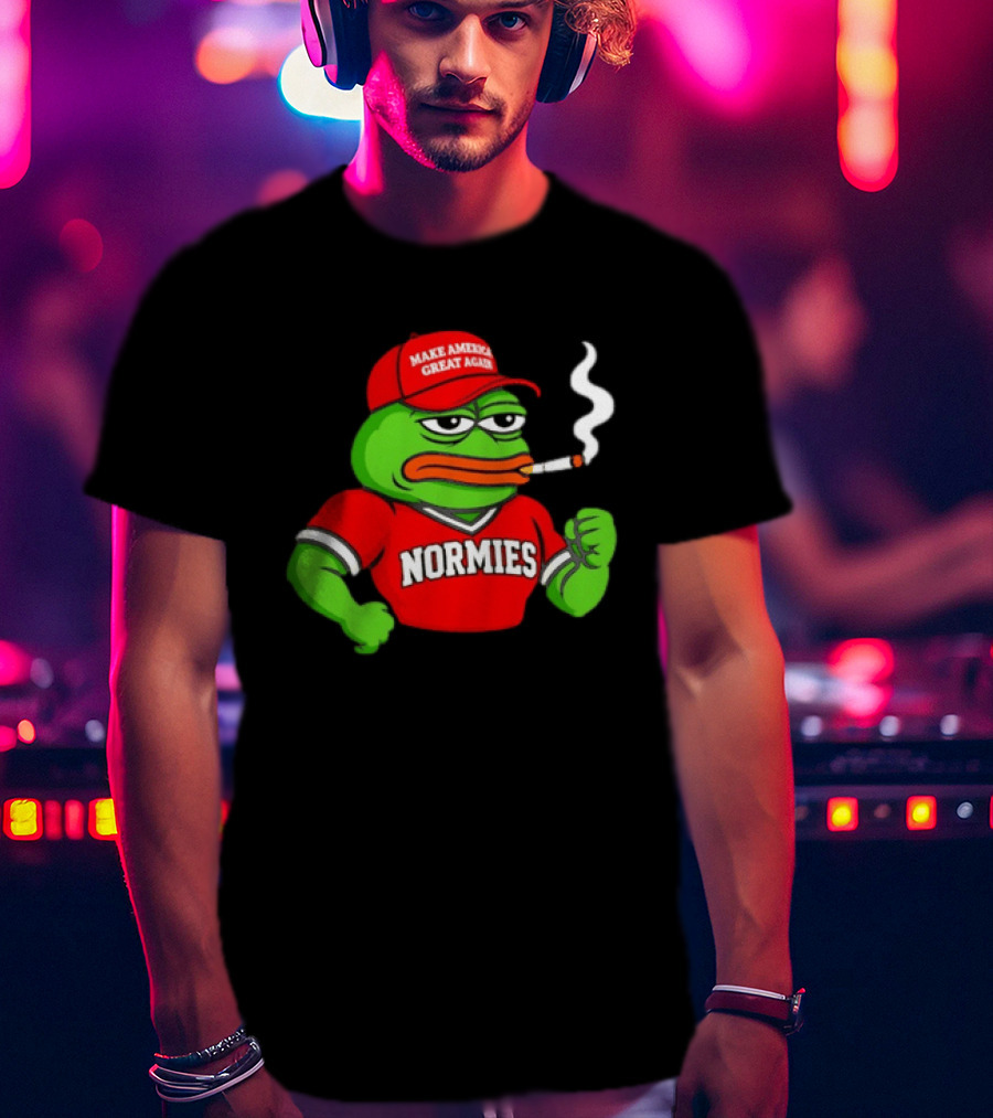 Pepe The Frog Smoking Wearing Normies Make America Great Again Red Hat T-Shirt