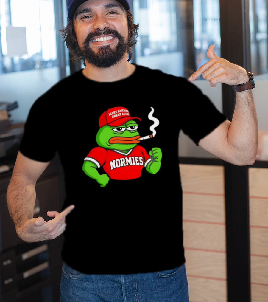 Pepe The Frog Smoking Wearing Normies Make America Great Again Red Hat T-Shirt