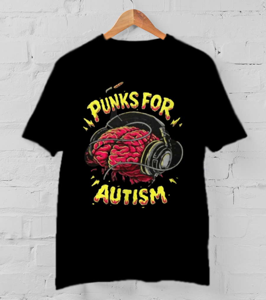 Punks For Autism Brain Headphones T-Shirt