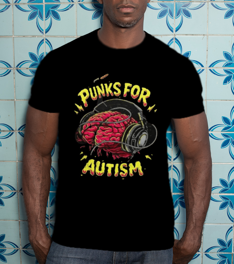 Punks For Autism Brain Headphones T-Shirt