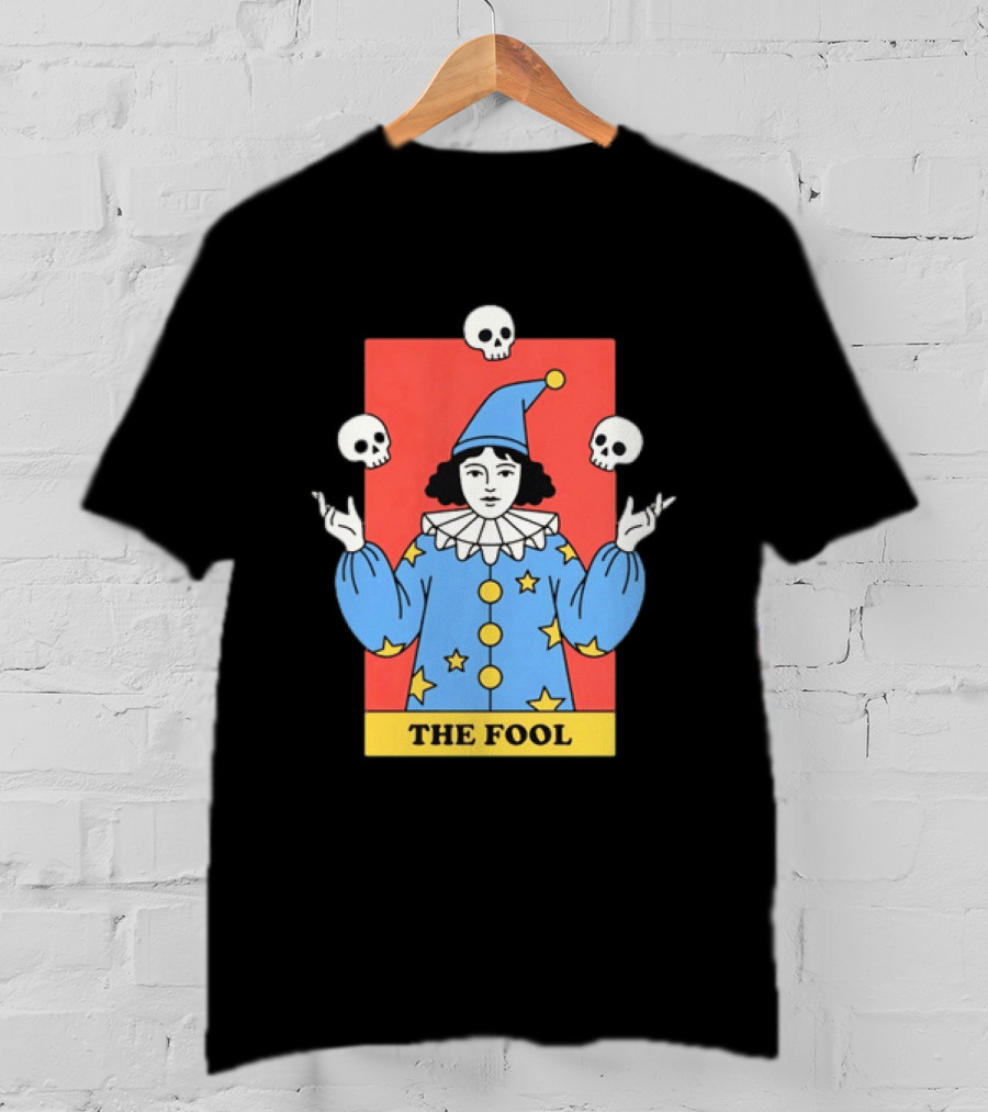 The Fool Tarot Card Jester Juggling Skulls Occult T-Shirt