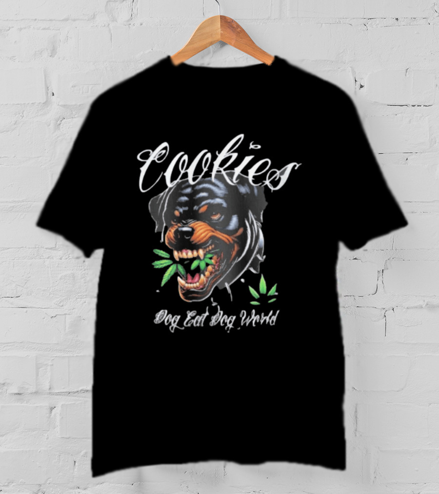 Cookies Dog Eat Dog World Rottweiler With Leaf T-Shirt
