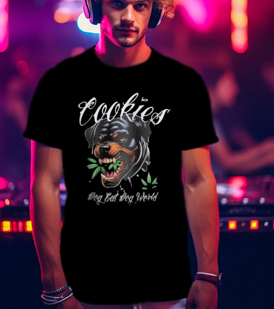 Cookies Dog Eat Dog World Rottweiler With Leaf T-Shirt