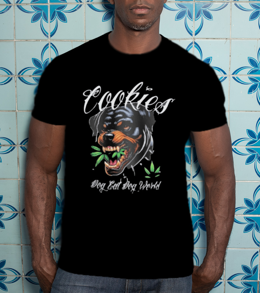 Cookies Dog Eat Dog World Rottweiler With Leaf T-Shirt