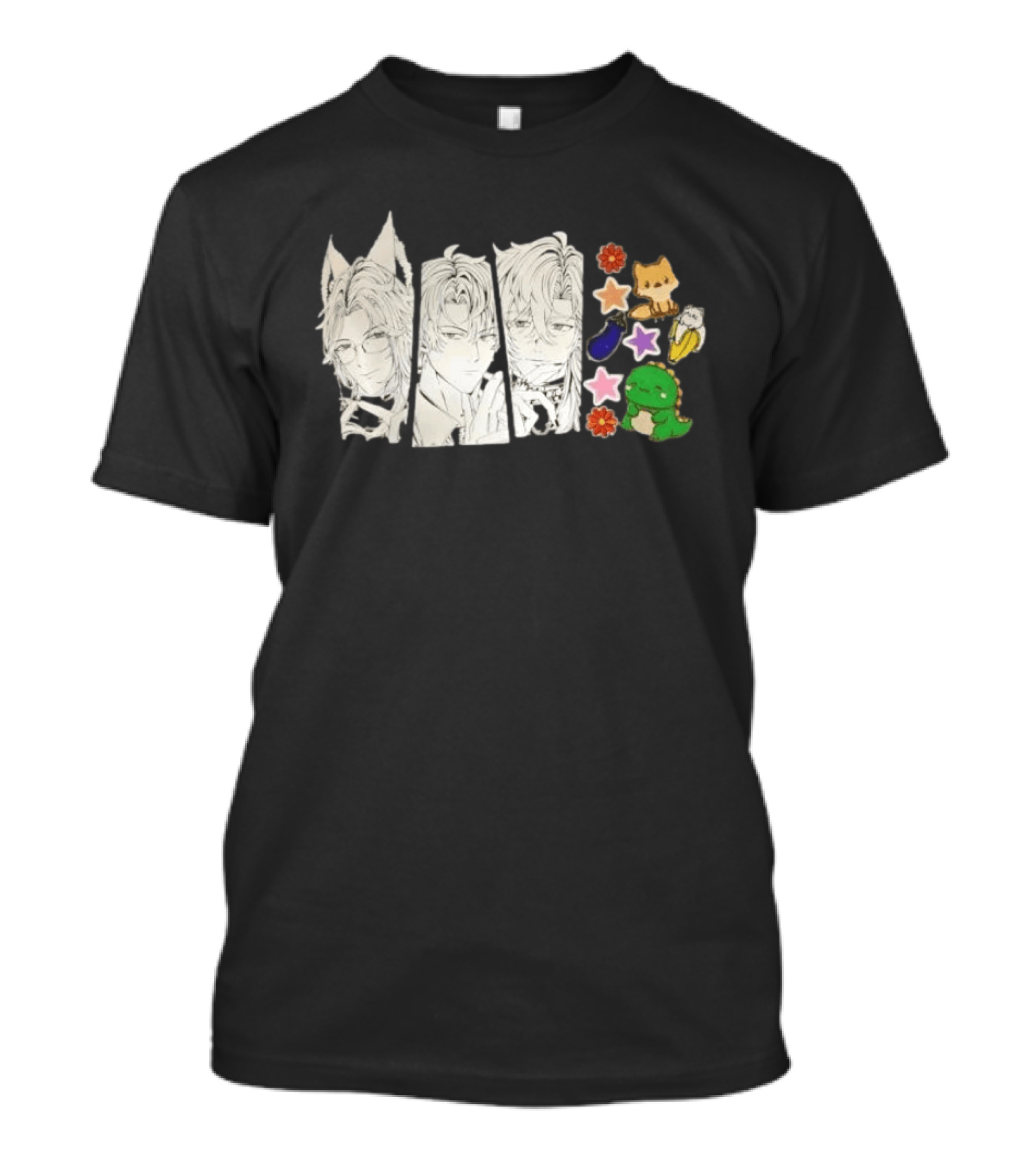 Vox Akuma Mysta Rias Ike Eveland Nijisanji EN Luxiem Vtuber Characters Cute Animal Stickers And Star Designs T-Shirt