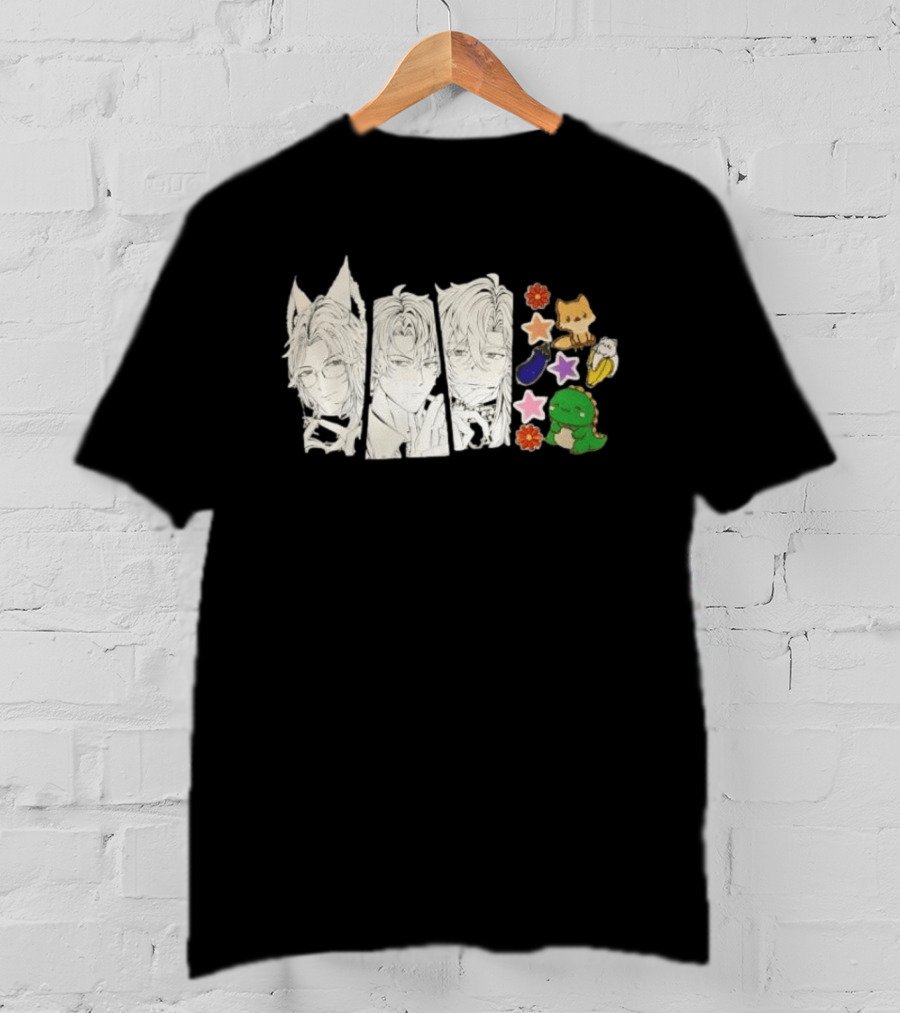 Vox Akuma Mysta Rias Ike Eveland Nijisanji EN Luxiem Vtuber Characters Cute Animal Stickers And Star Designs T-Shirt