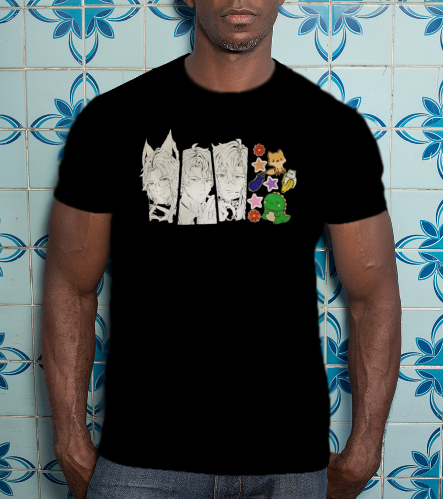 Vox Akuma Mysta Rias Ike Eveland Nijisanji EN Luxiem Vtuber Characters Cute Animal Stickers And Star Designs T-Shirt