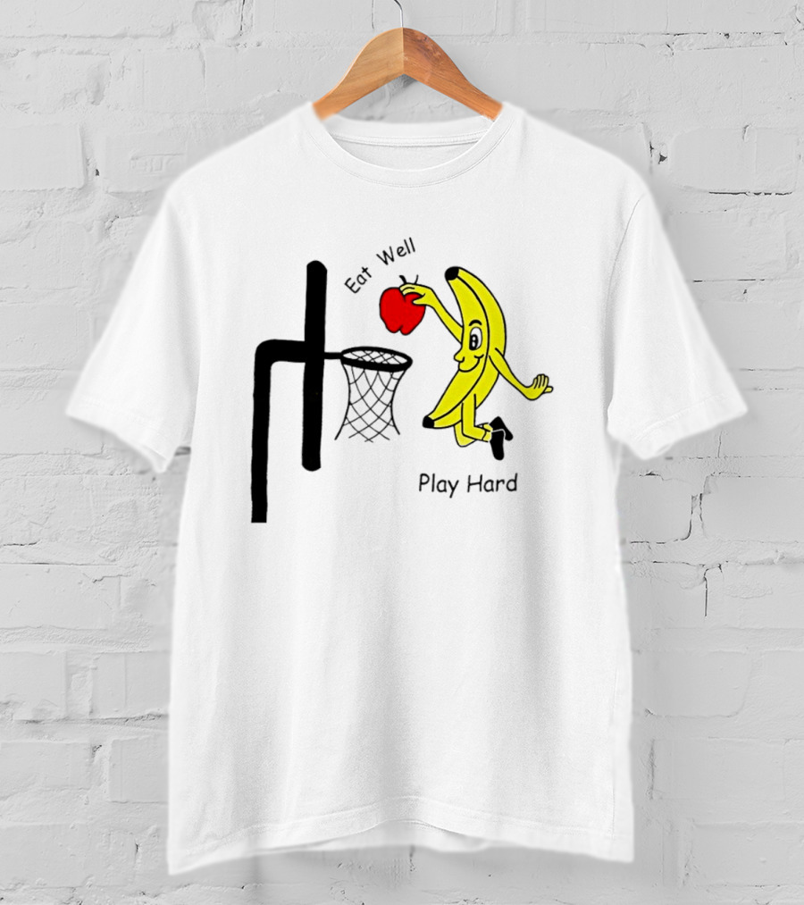 Banana Squad Basketball Eat Well Play Hard Dunking Apple T-Shirt