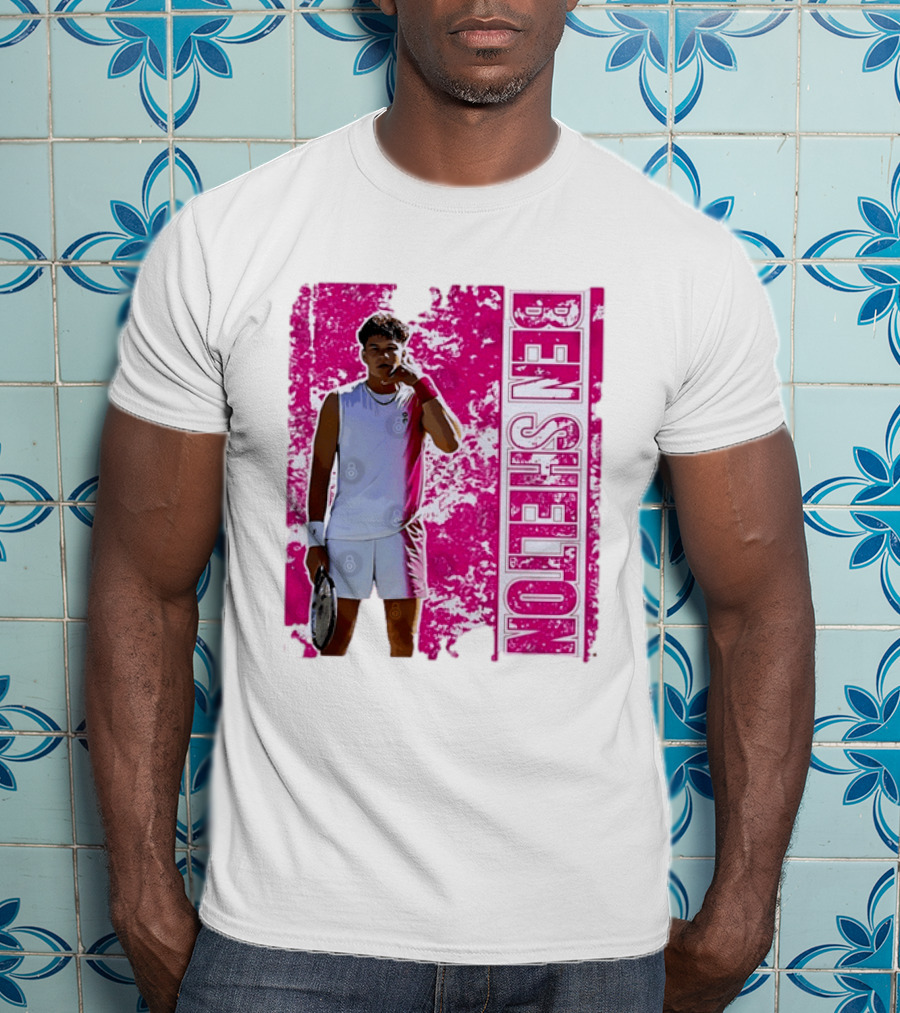 Ben Shelton Tennis Star Distressed Pink T-Shirt