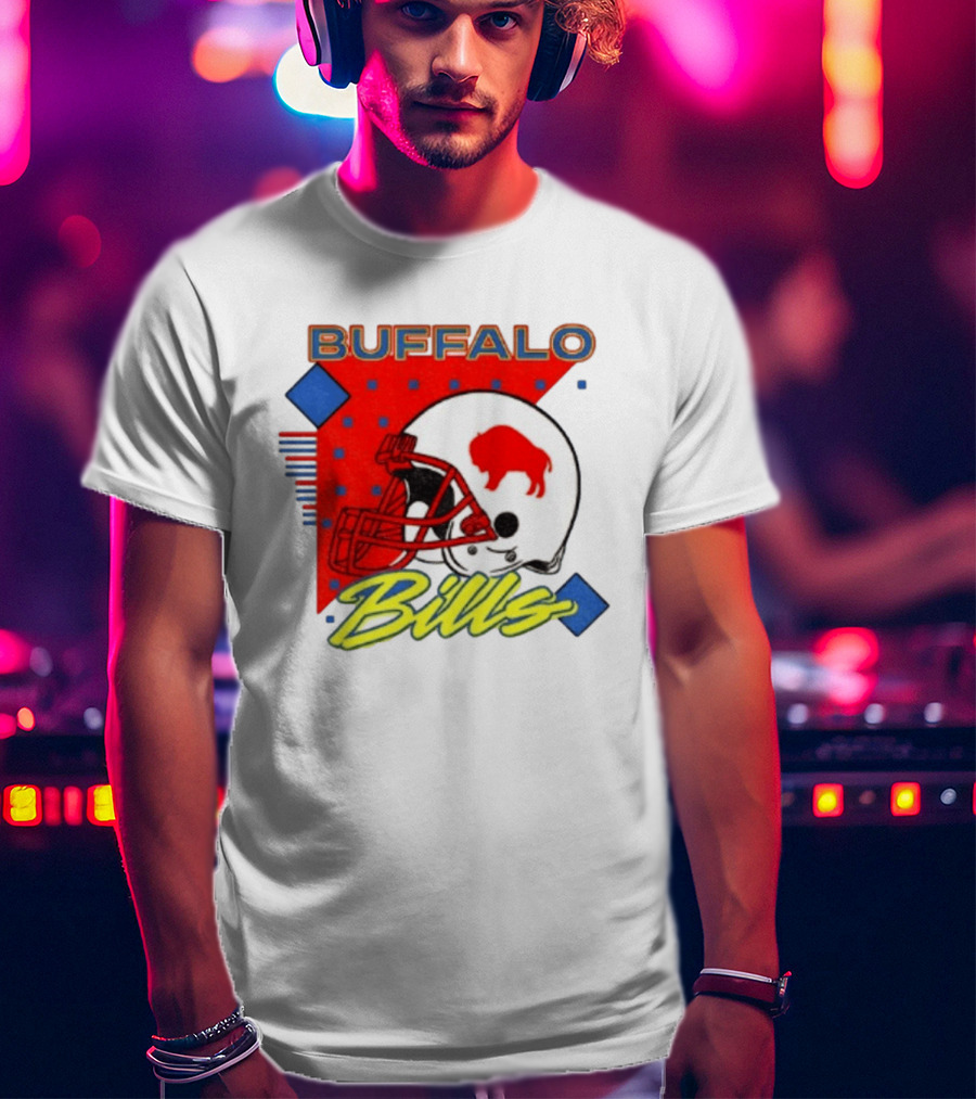 Buffalo Bills Football Helmet Retro 90s T-Shirt
