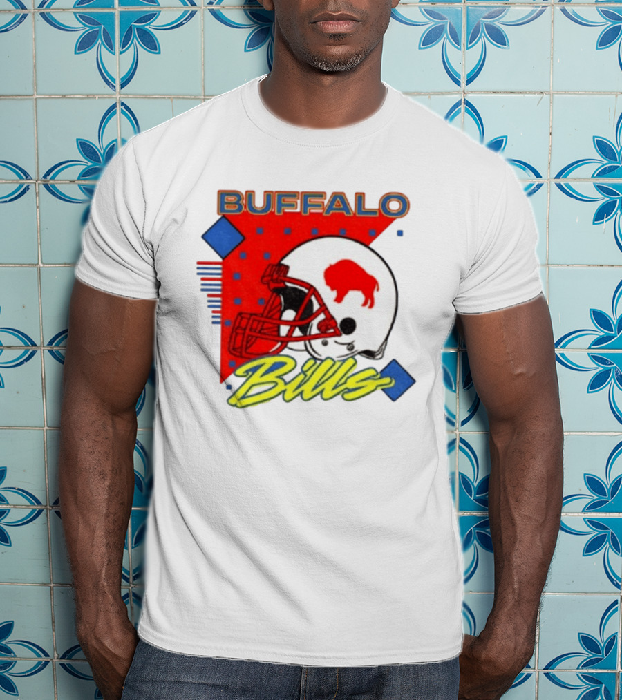Buffalo Bills Football Helmet Retro 90s T-Shirt
