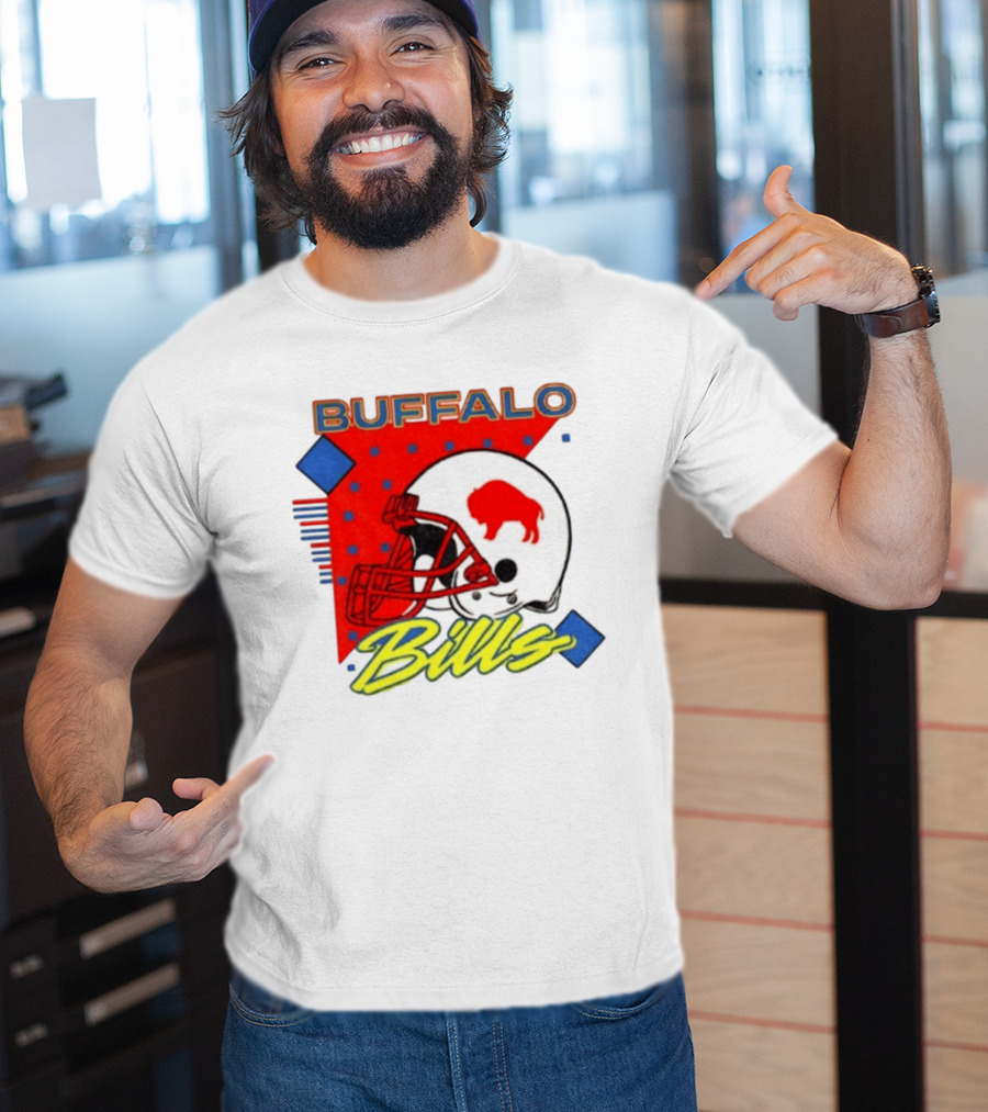 Buffalo Bills Football Helmet Retro 90s T-Shirt