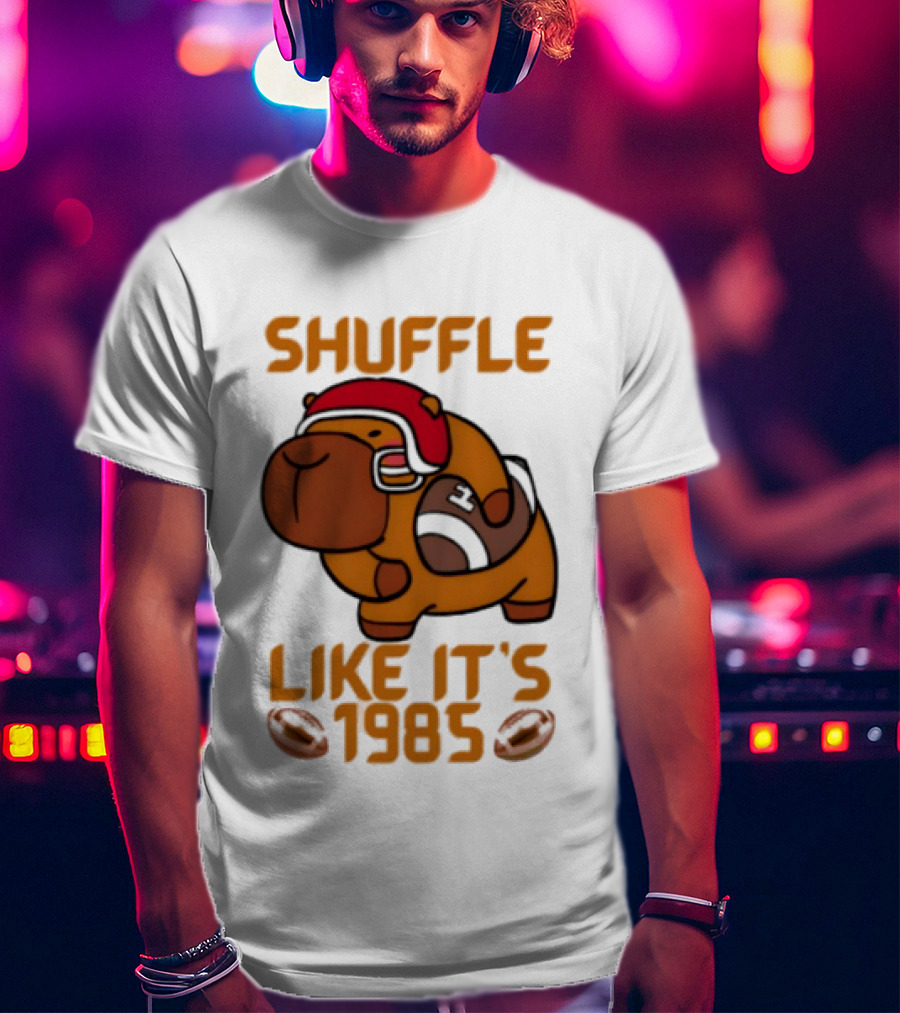 Shuffle Like It's 1985 Capybara With Headphones T-Shirt