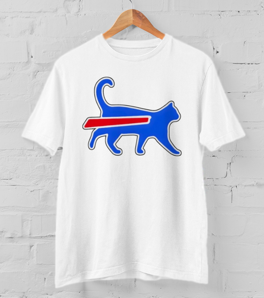 Buffalo Bills Cat Logo Parody Red And Blue T-Shirt