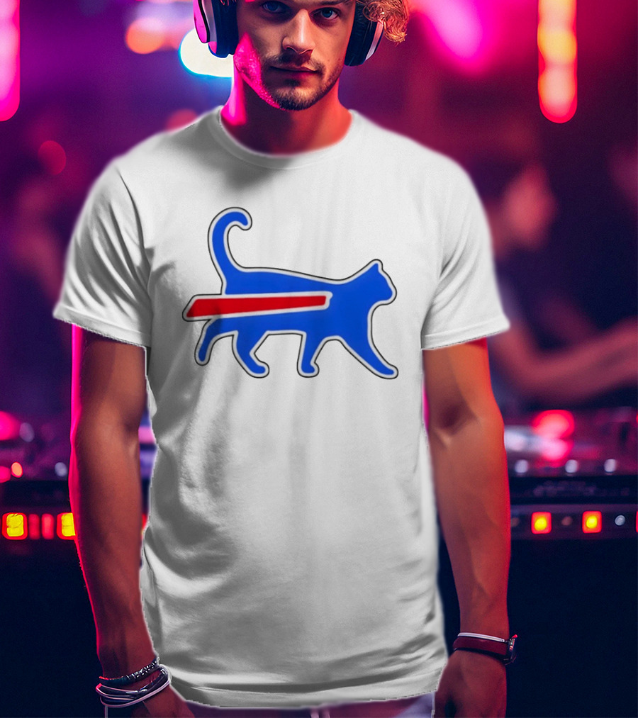 Buffalo Bills Cat Logo Parody Red And Blue T-Shirt