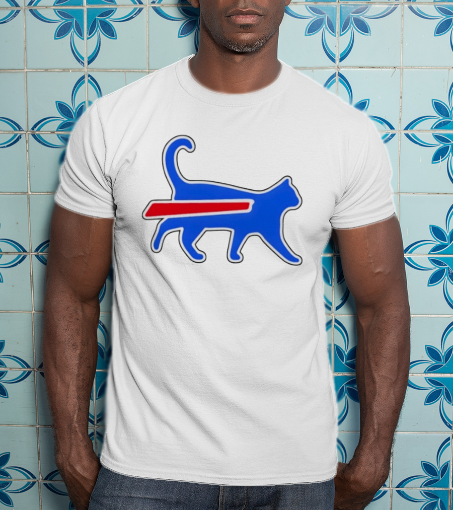 Buffalo Bills Cat Logo Parody Red And Blue T-Shirt