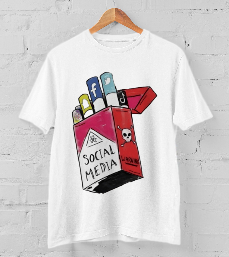 Social Media Warning Cigarette Pack With Iconic Apps T-Shirt