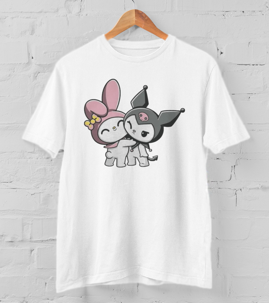 Sanrio My Melody And Kuromi Hugging Cute Characters T-Shirt