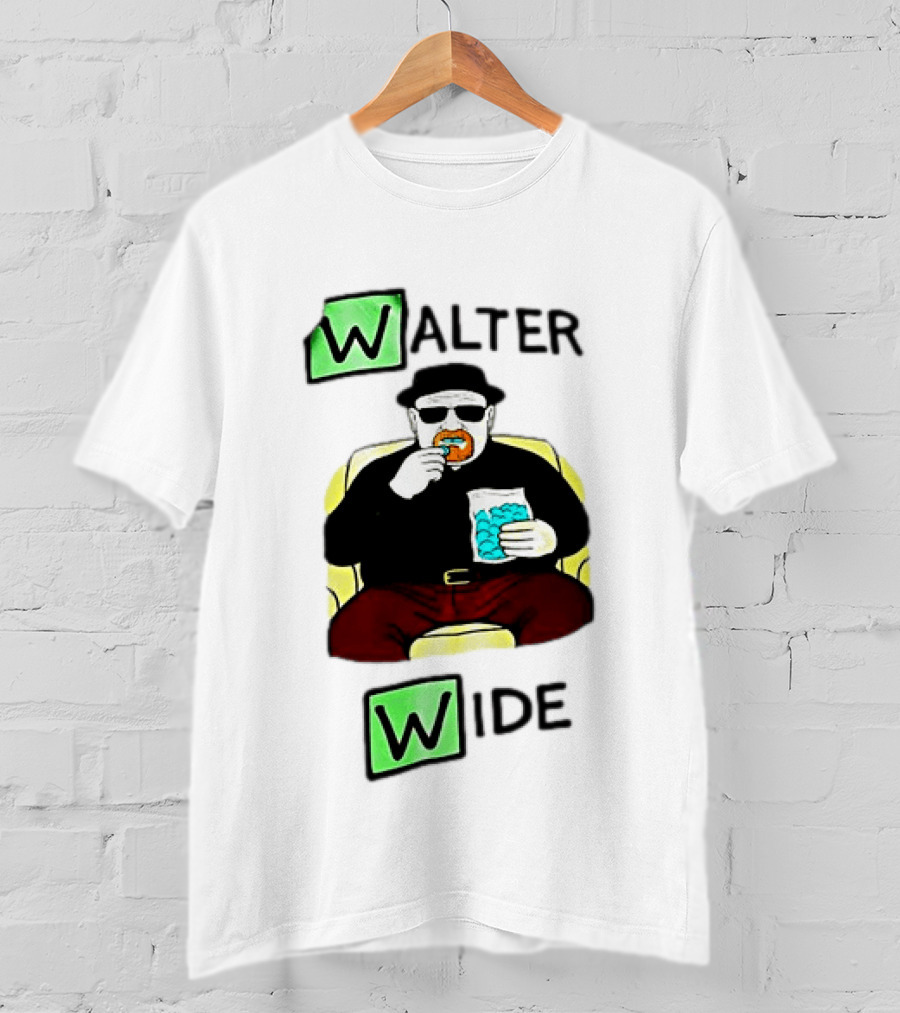 Walter Wide Breaking Bad Parody Green Letters Sitting Eating Blue Candy T-Shirt