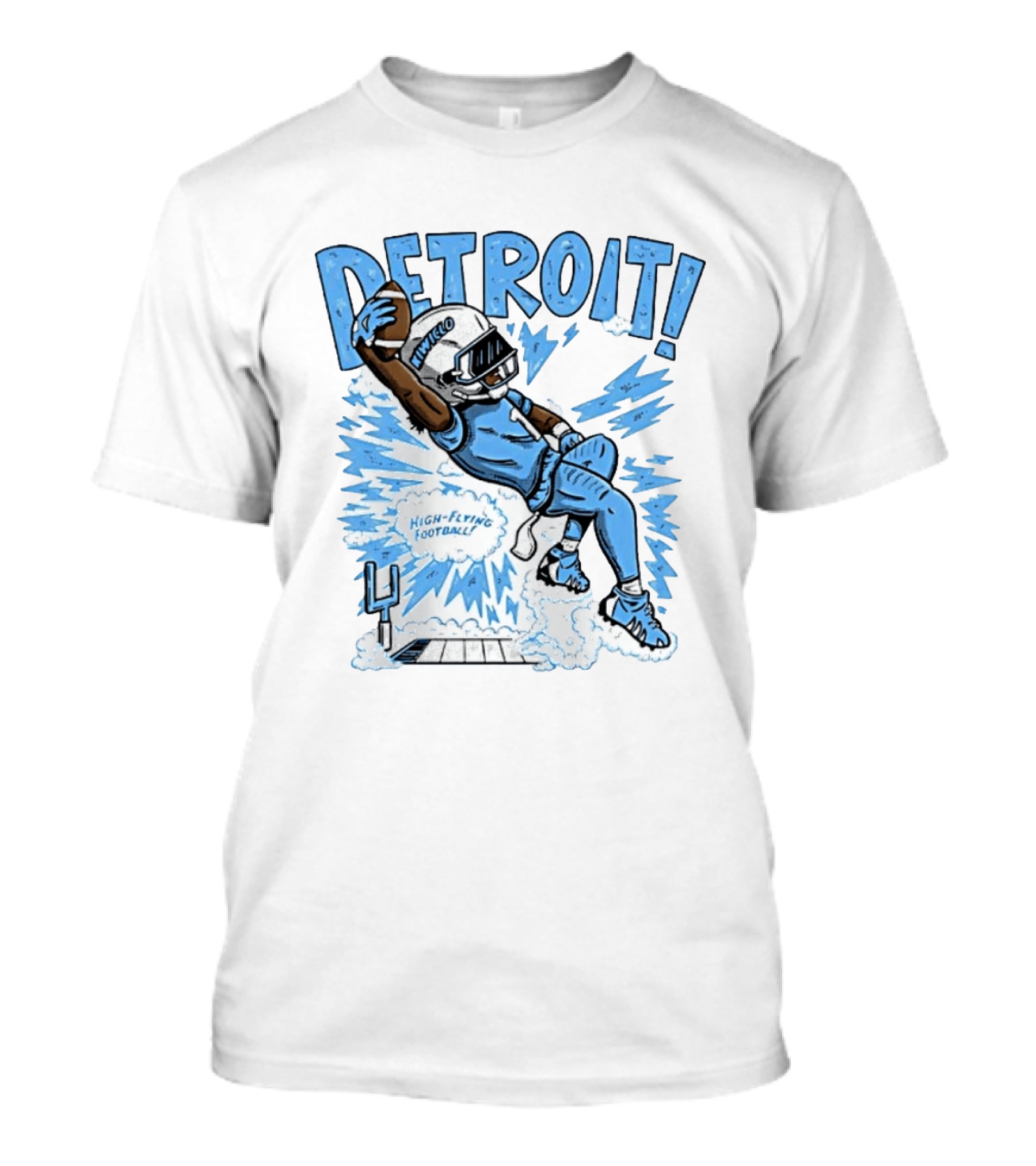 Detroit Lions High Flying Football Dynamic Catch Comic T-Shirt