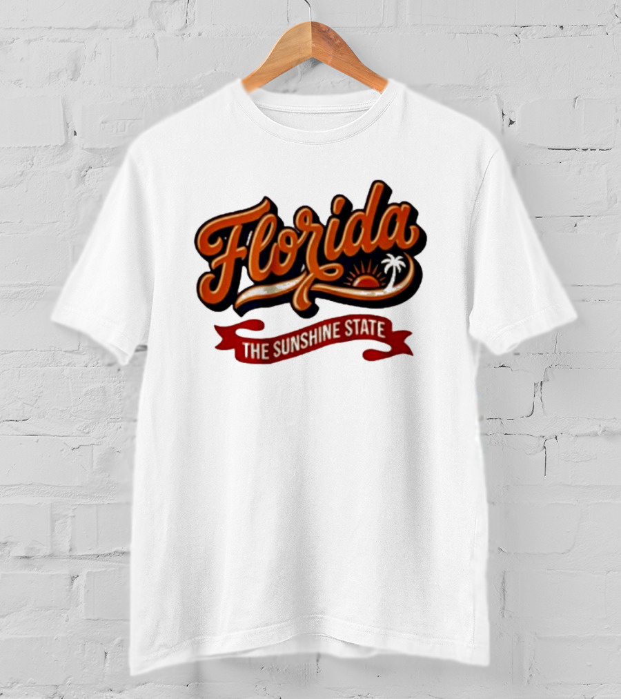 Florida The Sunshine State Sunset Palm Tree Vintage Look T-Shirt