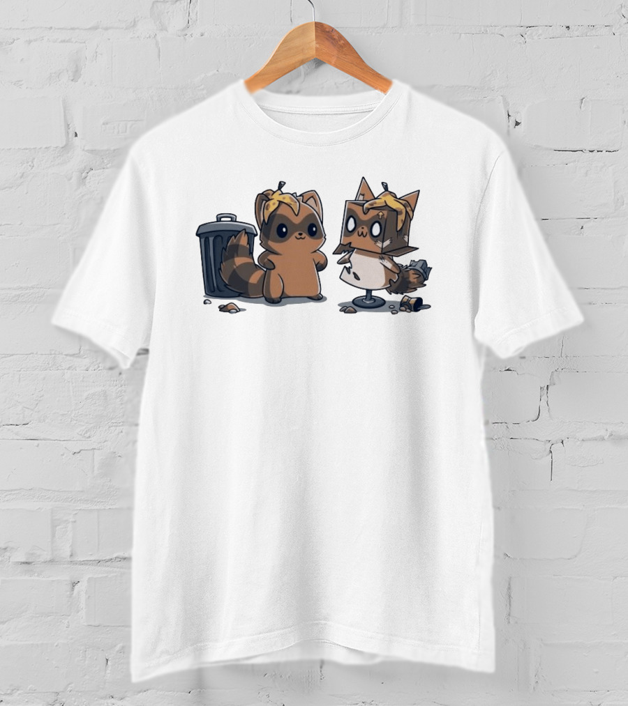 Get Crafty Raccoon Cardboard Box Costume With Trash Can Creativity T-Shirt