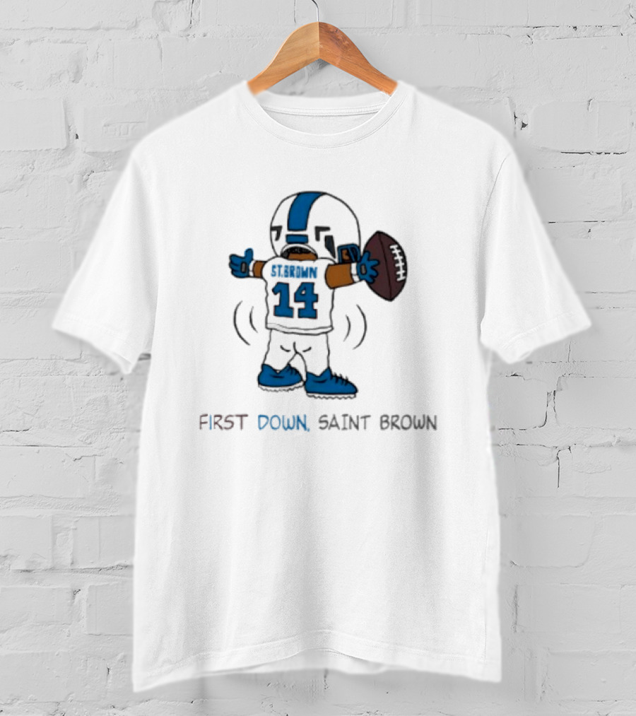 Trending Detroit Lions First Down Saint Brown 14 T-Shirt