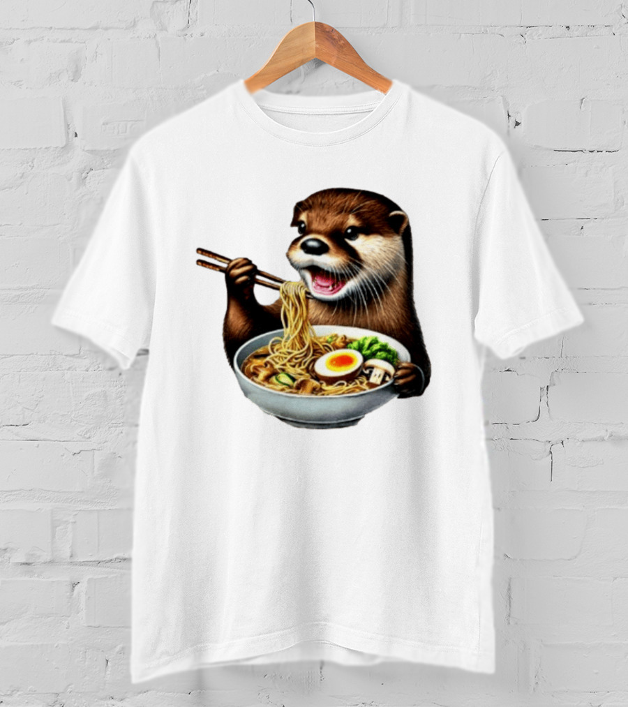 Trendy Otter Enjoying Ramen Bowl Meme T-Shirt