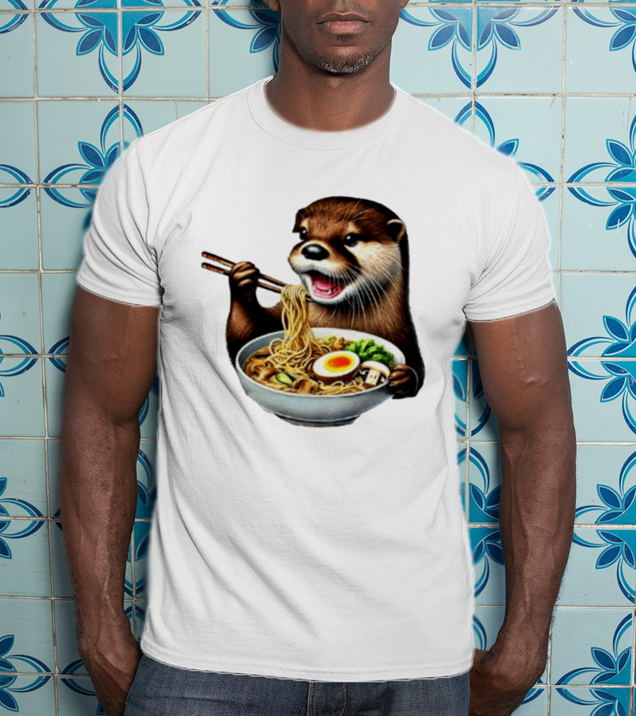 Trendy Otter Enjoying Ramen Bowl Meme T-Shirt