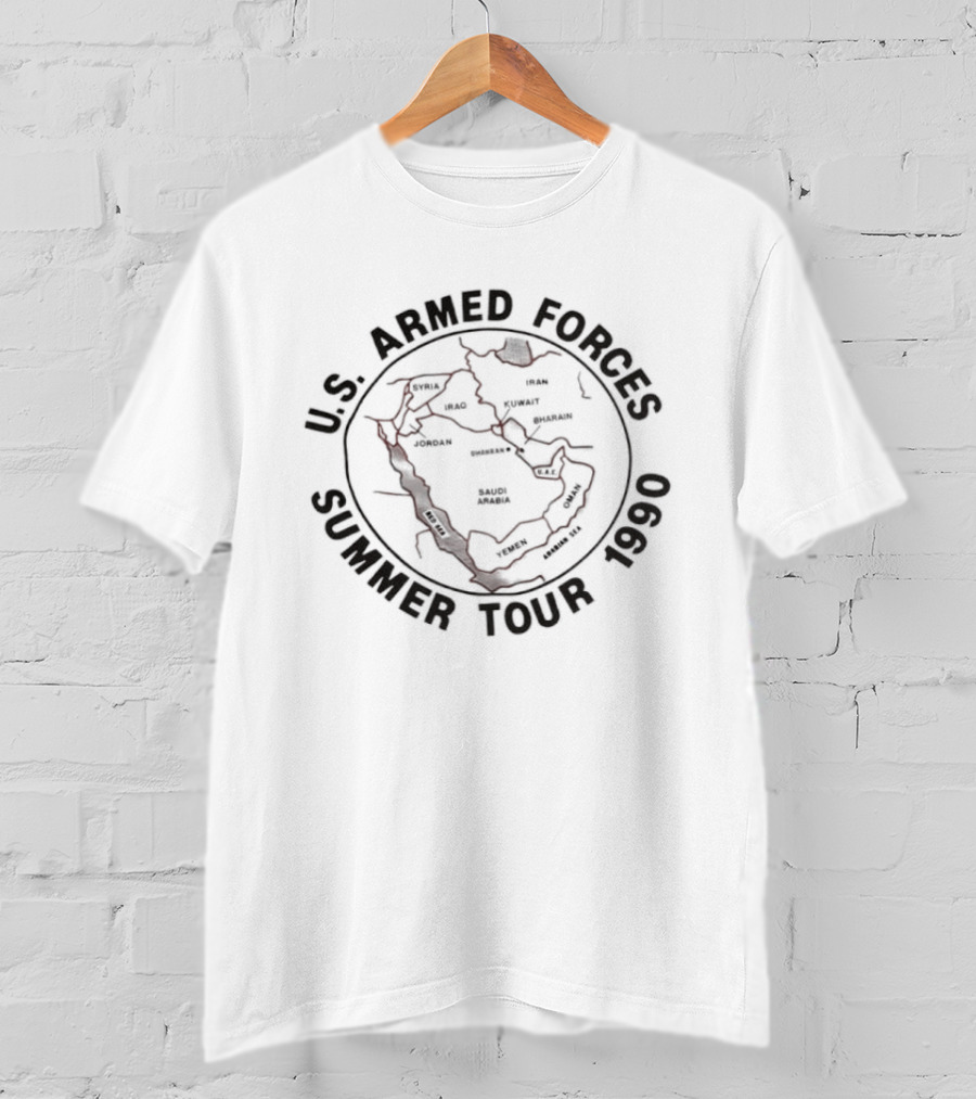 U.S. Armed Forces Summer Tour 1990 Middle East Map Desert Shield Military T-Shirt