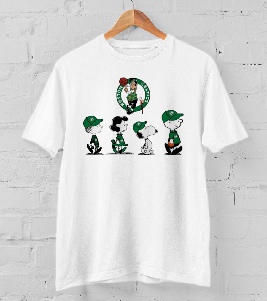 Peanuts Characters Boston Celtics Basketball Sports T-Shirt