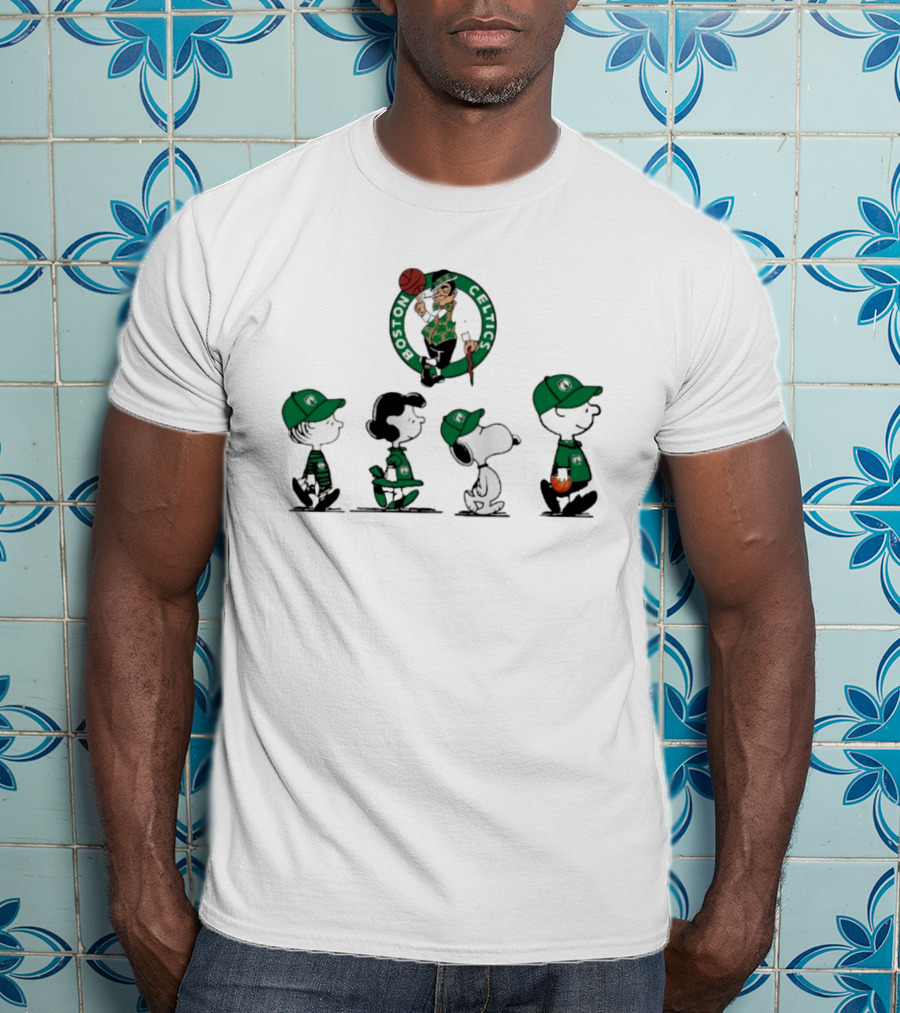 Peanuts Characters Boston Celtics Basketball Sports T-Shirt