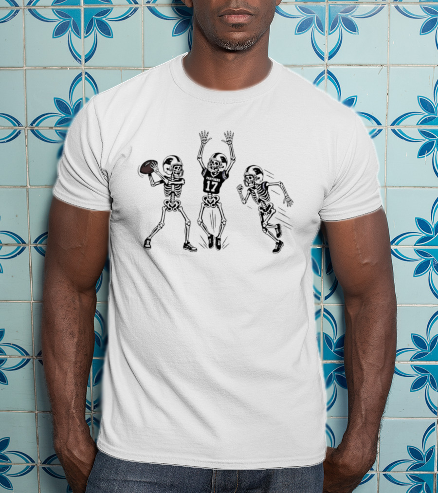 Xavier Legette Number 17 Carolina Panthers Skeleton Playing Football T-Shirt
