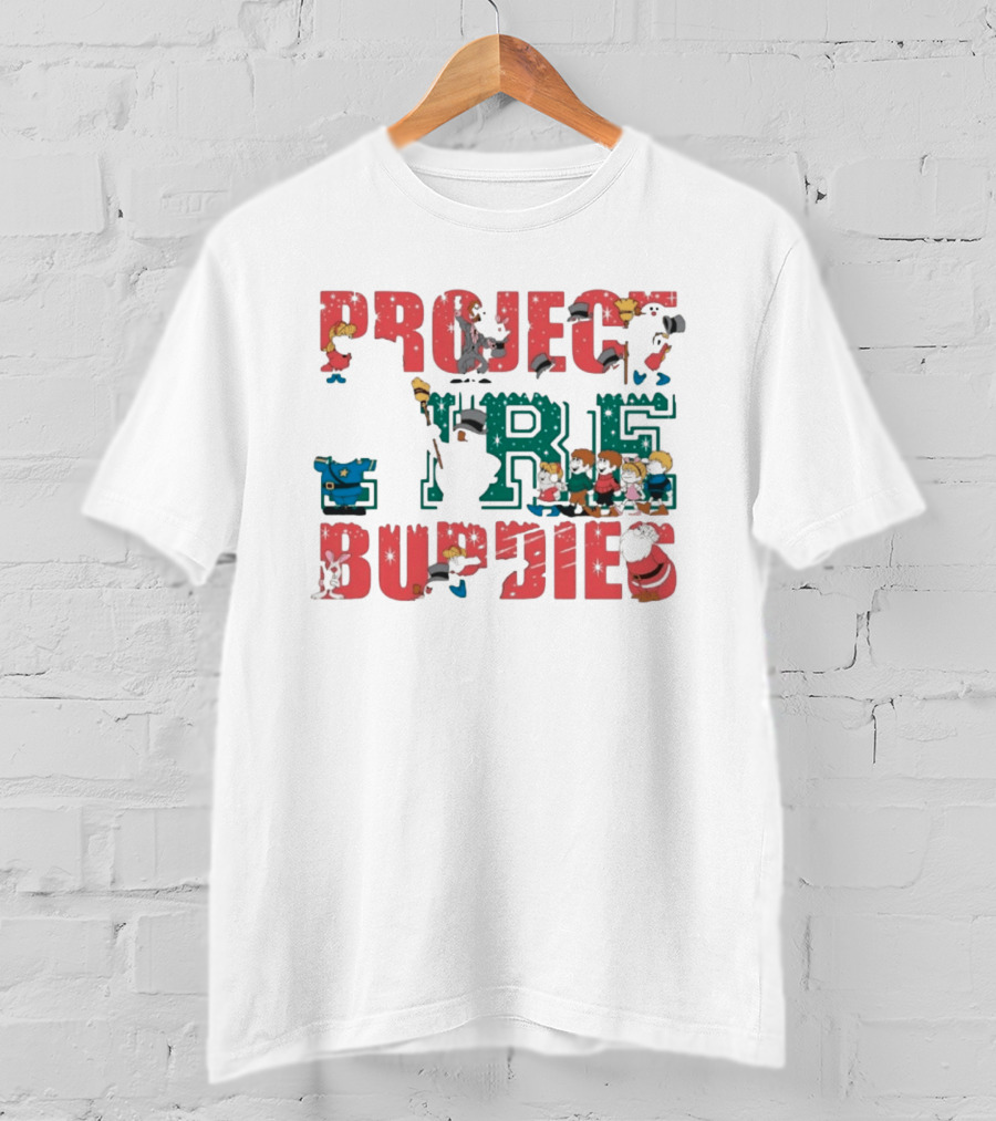 Project Fire Buddies Christmas Animated Characters And Santa Claus T-Shirt