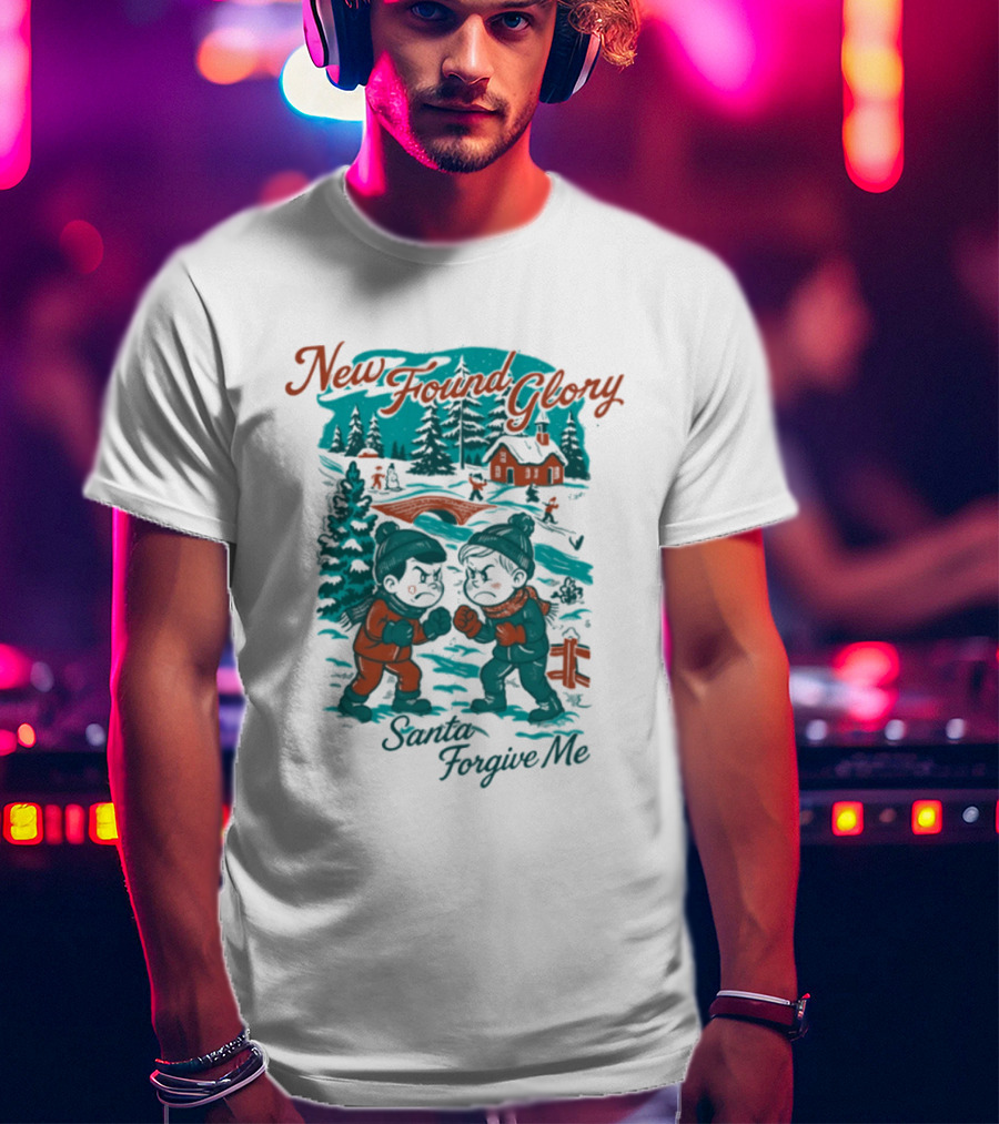 New Found Glory Santa Forgive Me Winter Scene T-Shirt
