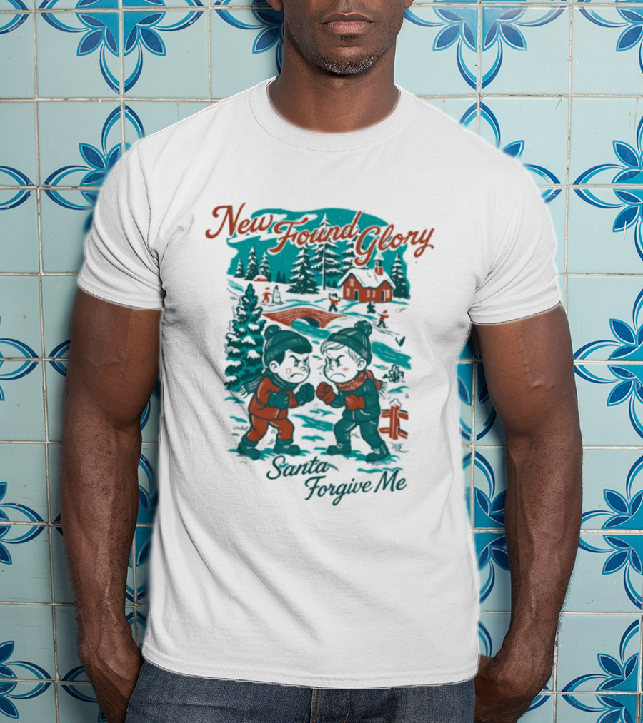 New Found Glory Santa Forgive Me Winter Scene T-Shirt