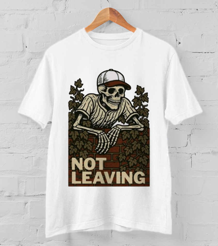 Skeleton Baseball Player Not Leaving Brick Wall Ivy Cap T-Shirt