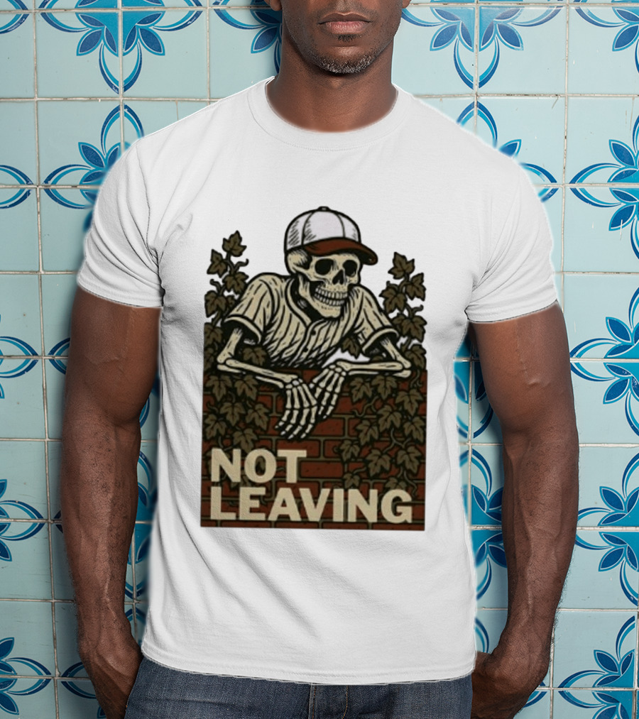 Skeleton Baseball Player Not Leaving Brick Wall Ivy Cap T-Shirt