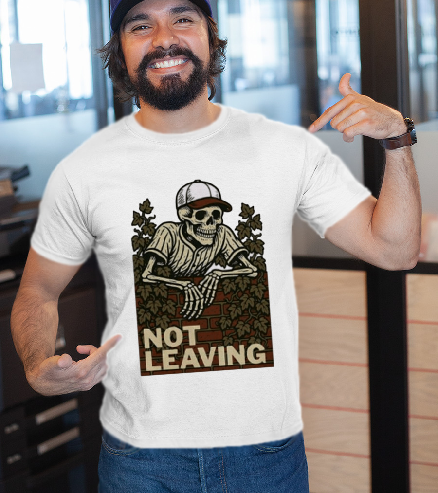 Skeleton Baseball Player Not Leaving Brick Wall Ivy Cap T-Shirt